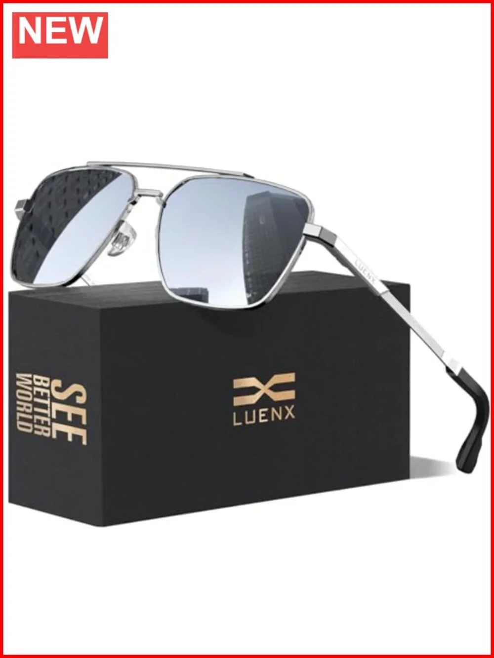 Polarized Sunglasses Aviator Square Polygon Lens UV400 Protection Metal Frame